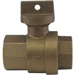 This curb stop and waste ball valve has a 1-1/2 in pipe size with FNPT x FNPT connections and a maximum operating pressure of 150 psig. It features a brass tee handle and complies with NSF/ANSI 61 standards. Used in water supply systems for shut-off and drainage of downstream lines.