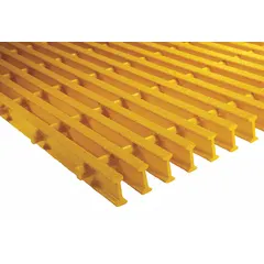 Fiberglass pultruded grating with flame-resistant properties, nominal size 36 in x 4 ft (WxL). Provides corrosion resistance and structural strength for industrial flooring, walkways, and platforms in environments requiring flame resistance.