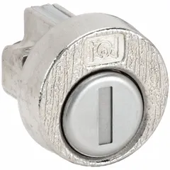 Keyed different cam lock with quarter-turn clockwise unlock. Constructed from zinc die-cast with a nickel finish. Suitable for securing cabinets, panels, and enclosures in industrial and commercial settings.