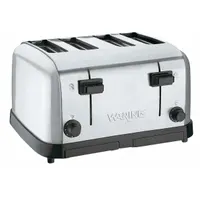Medium-duty 4-slot pop-up toaster rated at 1800 W and 120 V AC, producing 225 slices per hour. Steel construction. UL Listed. Suitable for foodservice settings requiring consistent toast output