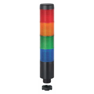WERMA Tower Light Assembly: 4 Tier, Blue/Green/Red/Yellow, Sounder Tier Included - Four-Tier Tower Light Assemblies