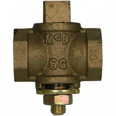 This brass plug valve is designed for LP gas and natural gas media, featuring a 1-inch pipe size with FNPT x FNPT connections. It is used in gas distribution lines and appliance isolation for flow control.
