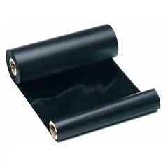 Black wax/resin ribbon for MiniMark printers, measuring 4 7/16 in x 290 ft. Smear-resistant and RoHS compliant to 2002/95/EC. Used for printing labels in industrial identification, asset tracking, and cable marking applications.