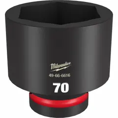 This 1-inch drive impact socket is designed for use with impact wrenches on 70 mm metric fasteners. The 6-point configuration and friction retention mechanism provide secure engagement. Suitable for heavy-duty fastening and loosening tasks in industrial maintenance, heavy equipment repair, and construction.