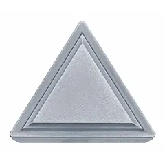 Triangle indexable turning insert made of cermet, used for finish turning and light roughing of steel and stainless steel. Provides high wear resistance and smooth surface finish in CNC lathe operations.