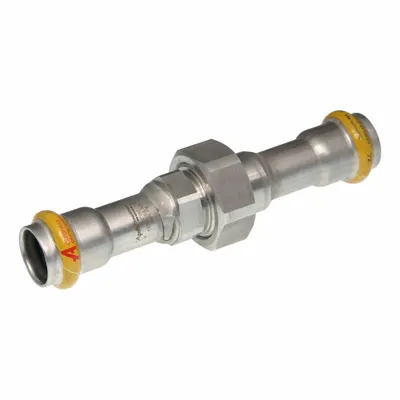 APOLLO Crimp Union Fitting: 3/4 in Pipe x 3/4 in Pipe Size, Press-fit x Press-fit - Gas Stainless Steel Press Pipe Fittings
