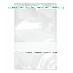 Sterile blender filter bag with 24 fl oz (710 mL) capacity and 4 mil thickness. Clear bag features a Write-On area for labeling. Used for blending and filtering in laboratory sample preparation and food processing applications.