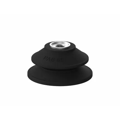 PIAB Vacuum Pad Assembly: Bellows, G3/8 in, 60 mm Pad Dia, Nitrile/PVC, Black - Bellows Type Automotive Industry Vacuum Pad Assemblies