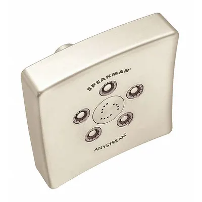 SPEAKMAN Fixed Showerhead: Kubos S-3021, 2 gpm Fixed Showerhead Flow Rate, Brass/Plastic - Multi-Pattern Fixed Showerheads