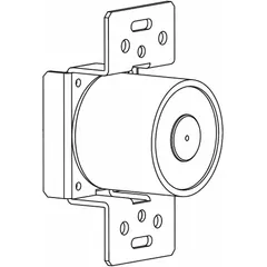 Wall-mounted electromagnetic door holder constructed of aluminum. Fail-safe operation releases the door upon power loss, allowing automatic closure. Suitable for use in fire-rated door assemblies where automatic door release is required upon power interruption.