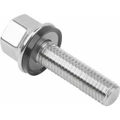 Fully threaded M12 stainless steel flanged hex head screw with integrated sealing washer. Includes Hygienic USIT seal and shim for leak protection. Fastener length 30 mm. Suitable for clean-environment applications requiring sanitary fastening.