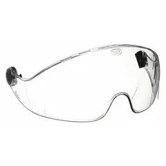 Clear-lens visor assembly for hard hats and helmets. Features anti-fog and scratch-resistant properties. Clear frame. Mounts using included mounting hardware. Suitable for eye protection in industrial environments such as construction, maintenance, and plant operations.