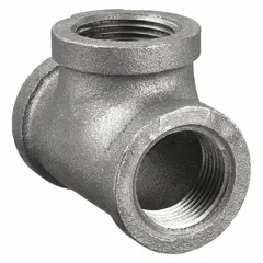 Threaded x Threaded x Threaded, Class 150. Maximum operating pressure 300 psi @ 150°F. Used to create a branch connection in medium-pressure piping systems for splitting or combining flow.