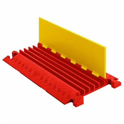 CHECKERS Cable Protector: 5 Channels, Hinged, 1 3/8 in Max Cable Dia, 19 3/4 in Wd - 5-Channel Hinged-Cover Cable Ramps