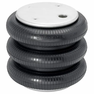 CONTINENTAL Triple Convolution Air Actuator: Natural Rubber, 6 in Compressed Ht - Adjustable Air Springs