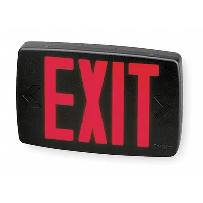 LITHONIA LIGHTING Exit Sign: LED, Black, Red, 1 Faces, Ceiling, Not Battery Powered - Plastic Lighted Exit Signs