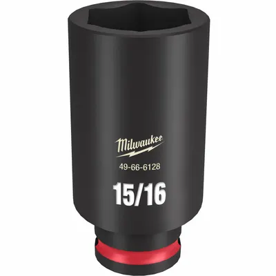 MILWAUKEE Deep Impact Socket: 3/8 in Drive Size, SAE, 15/16 in Socket Size, 6-Point - 3/8" Drive Impact Sockets
