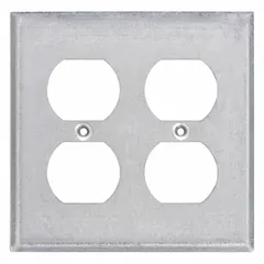 Galvanized steel open cover for square electrical boxes. Overall depth of 1/2 inch. Used to enclose splices, devices, or connections while providing access in wiring installations.