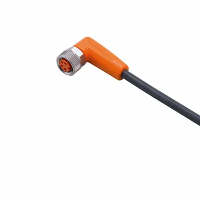IFM Cordset: M8 Female Right Angle X Bare Wire, 4 Pins, Black, PUR, 5 m Cable Lg - Single-Ended Cordsets with PUR Jacket for Twisting Applications