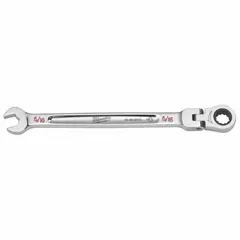 Chrome vanadium steel construction with chrome finish. Head size 5/16 in, overall length 5/8 in. Ratcheting box end for fastening applications.
