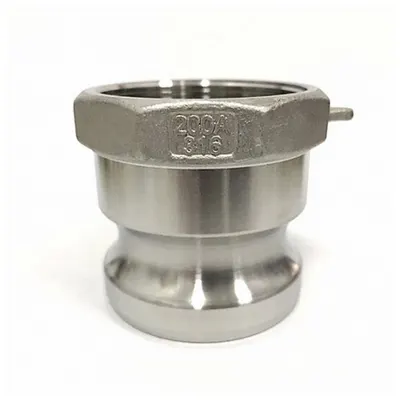 OEM Cam and Groove Adapter: 2 in Coupling Size, 2 in -11-1/2 Thread Size, 2 1/2 in Overall Lg - Type A Stainless Steel Cam & Groove Fittings