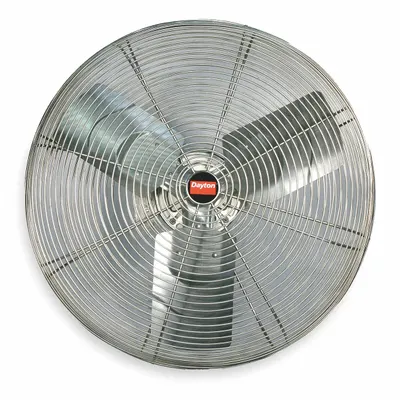 Dayton Mounted Fan: 24 in Blade Dia, 115/230V AC, 1/3 hp Motor HP, Wall Mount - Washdown-Rated Industrial Wall-Mount Fans
