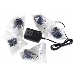 This replacement power supply kit is constructed of chemical-resistant black plastic and includes an adapter clip. Designed for use with telephones, it provides a power source in environments where resistance to chemicals is required.