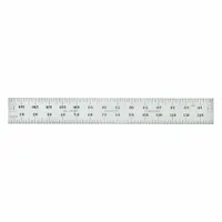 STARRETT Steel Rule, Spring Tempered: C635E-150, 150 mm, 0.05 in Thick, 0.5 mm, Chrome, Black, Rigid