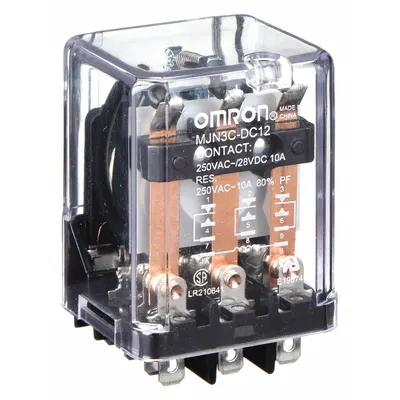 OMRON General Purpose Relay: Socket Mounted, 10 A Current Rating, 12V DC, 3PDT - Socket-Mounted Relays