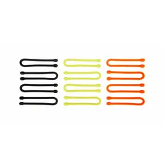Reusable twist-release cable ties for organizing and securing cables, cords, and small items. Flexible wire core allows easy adjustment and removal without cutting. Suitable for light-duty bundling and hanging tasks in home, office, or workshop settings. Pack of 12 assorted colors, each 6 inches long.