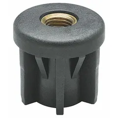 Nylon tube end leveling mount without feet, M14 thread size, 0.08 in adjustment range, 1,008 lb capacity. Used for precise height adjustment and leveling of machinery, workstations, and industrial equipment.