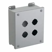 HAMMOND Push Button Enclosure: 30mm, 4 Holes, Carbon Steel, NEMA 12/13 (MPN 1435F)