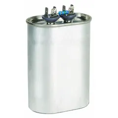 Oil-filled capacitor rated 24 µF, 480V AC, with 1 3/4 in overall diameter. Used for power factor correction and voltage stabilization in high-intensity discharge (HID) lighting systems.