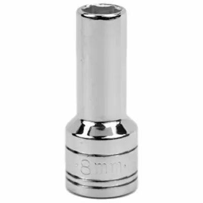 SK PROFESSIONAL TOOLS Socket: Metric, 3/8 in Drive Size, 8 mm Socket Size, 6-Point, Deep - 3/8" Drive Hand Sockets