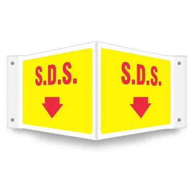 CONDOR Safety Sign: PETG, Mounting Holes Sign Mounting, 8 in x 18 in Nominal Sign Size - V-Shape Projection S.D.S. Signs