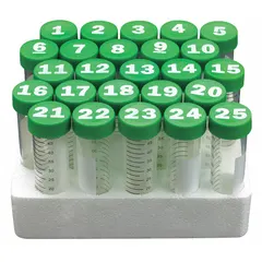 APPROVED VENDOR Centrifuge Tube, 50 mL, Polypropylene, Conical, HDPE Closure, Natural, Green, Graduated
