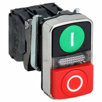 SCHNEIDER Multihead Operator: 3 Buttons, 22 mm, 1NO/1NC, Metallic, Full Volt - Illuminated Multihead Push Buttons