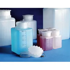 HDPE Rectangular Lab Bottle, 500 mL, Colorless Translucent, Graduated, with Closure