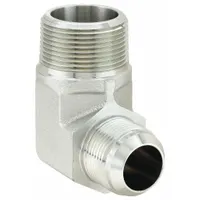 Hydraulic Hose Adapter: 1 1/4 in x 1 in Fitting Size, Male x Male, NPTF x JIC, Rigid, 90° Elbow (MPN 2024-20-16S)