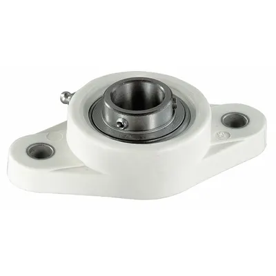 NTN 2 Bolt Flange Bearing: Radial Ball, 1 in Bore, Polymer, Set Screws - Food-Grade Flange-Mount Ball Bearings