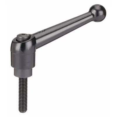KIPP Adjustable Handle: Zinc w/ Steel Thread, 3/8"-16 - Ball-Style Adjustable Handles with Threaded Stud
