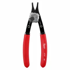 Manual convertible retaining-ring pliers for installing and removing internal and external retaining rings. Fits bore diameters from 1 1/16 in to 1 3/4 in. Suitable for maintenance, repair, and assembly tasks requiring secure ring placement.