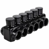 POLARIS Multitap Connector: 6 Port, Double-Sided Entry, 6 AWG – 350 kcmil Wire Size, Black (MPN IPLD350-6B)