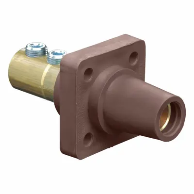 LEVITON Single Pole Receptacle: Brown, Straight Taper Nose Mating, Double Set Screw Termination - Receptacles with Set Screw Terminations