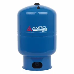 Vertical steel well water tank with 14-gallon capacity and 38 psi precharge pressure. Designed for residential well systems to maintain consistent water pressure and reduce pump cycling. Not ASME rated. No pump stand included.
