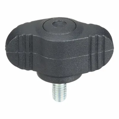 KIPP Hand Knob: Wing, Plastic w/ Steel Thread, M4 Thread, 8 mm Thread Lg - Wing Knobs with Threaded Stud