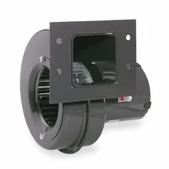 This direct-drive blower includes a drive pack and delivers 105 cfm. It is powered by a 1/30 hp, 115V AC, single-phase open motor with clockwise rotation. Suitable for moving air in industrial equipment such as furnaces, boilers, or ventilation systems where moderate airflow in compact spaces is required.