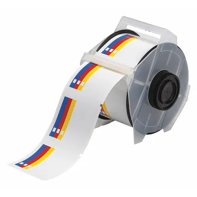 BRADY Pre-Cut Label Stock Roll: No Legend, Color Bar, 2 1/4 in x 2 1/4 in, 2 1/4 in x 2 1/4 in - Brady Right-To-Know Color Bar & Blank Text Area Precut Label Rolls
