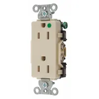 HUBBELL Receptacle: Hospital Grade Fed. Spec., Decorator Duplex, 5-15R, Ivory, 125V AC, 15 A (MPN 2172IV)