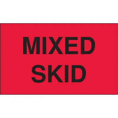 TAPECASE Instructional Handling Label: Mixed Skid, 3 in x 5 in, Red, 500 Labels per Roll - Shipping & Receiving Message Labels